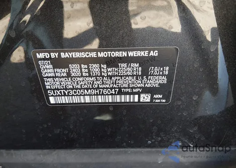 2021 BMW X3 Sdrive30I from USA, damaged, VIN 5UXTY3C05M9H76047